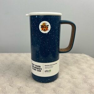 Ello Campy Stainless Steel Travel Mug Avalon Sea Speckled Blue White 18oz Coffee